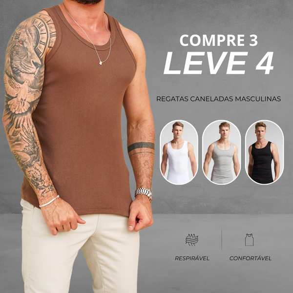 [COMPRE 3 LEVE 4] Regatas Caneladas em Tecido Premium