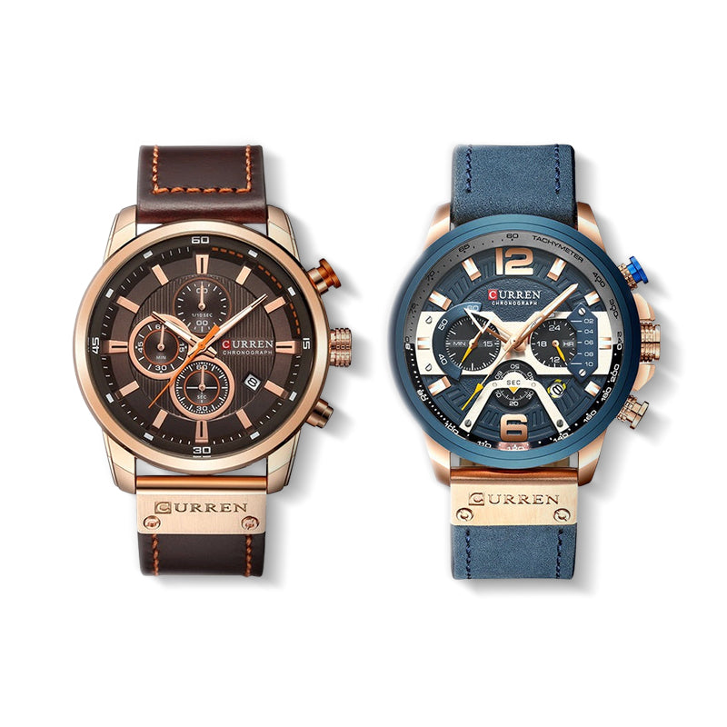 (Combo 2) Relógios Curren Magnatta Masculino de Couro